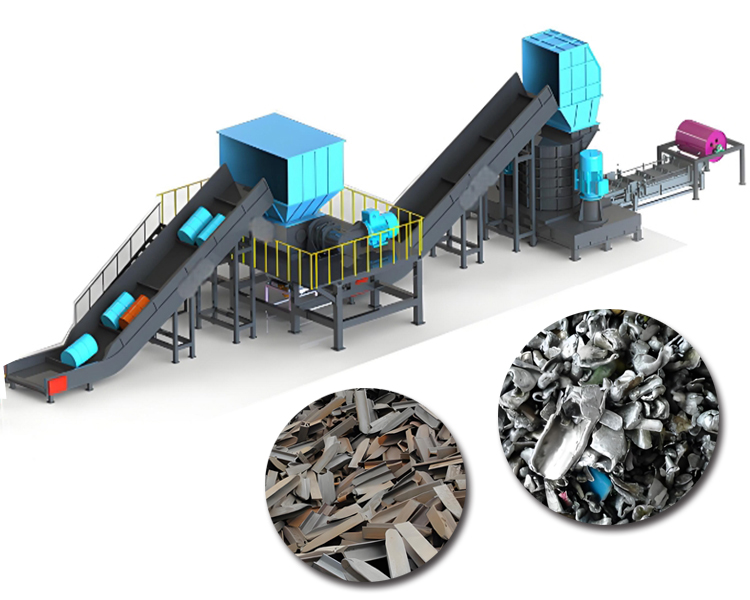 Large scale metal shredding production line