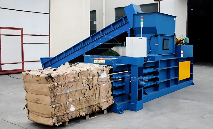 Horizontal waste paper packaging machine