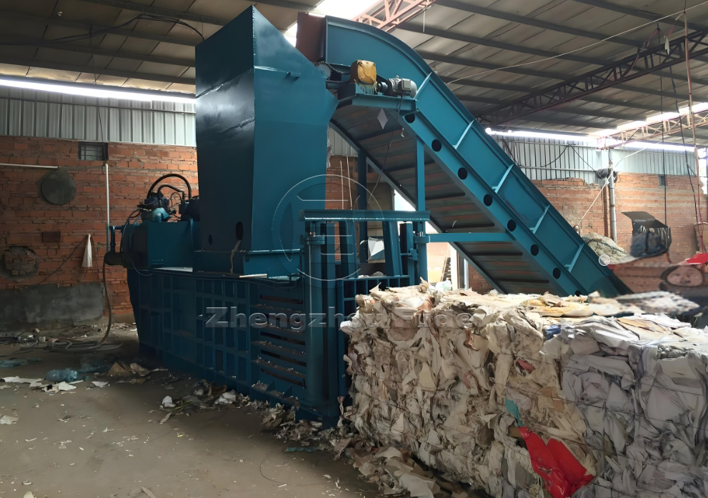 Horizontal waste paper packaging machine