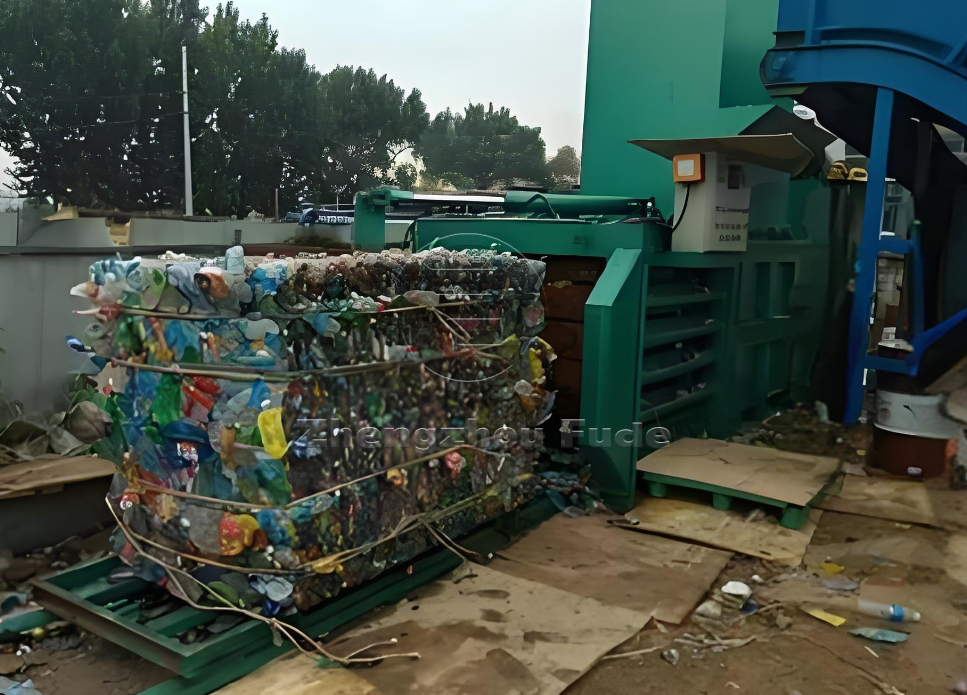 Horizontal waste paper packaging machine